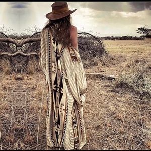 western bohemian printed kimono wrap